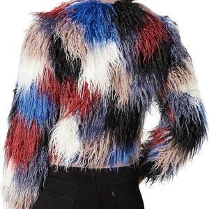 ASTR the label Women's Shaggy Faux Fur Short Jacket Multicolor Faux Fur Jacket